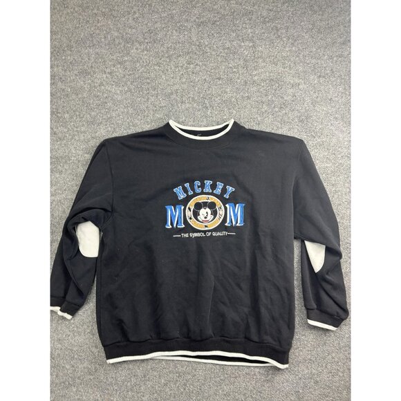 Disney Mickey Mouse Mickey Mom Sweatshirt Womens Large Black White Embroidered - Picture 1 of 6